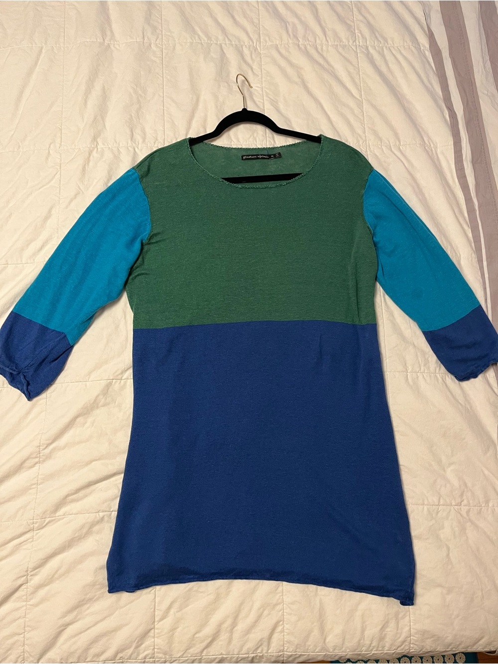 Gudrun Sjoden Linen Knit Sweater Tunic Top Colorblock Artsy Lagenlook